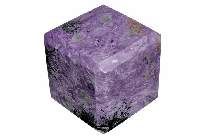 Polished Purple Charoite Cube - Siberia, Russia #211789